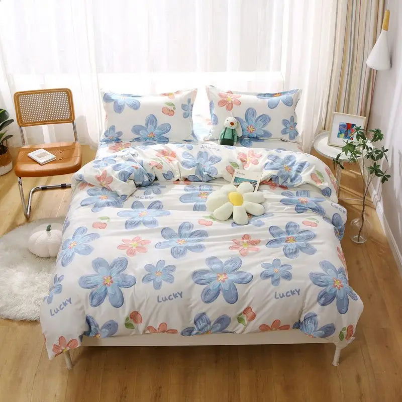 Quilt Cover1.5x2.0m Student Dormitory Single Duvet Cover Double Duvet Single Child 1.1m Lattice Plant Floral Geometric Pattern - Slobuy