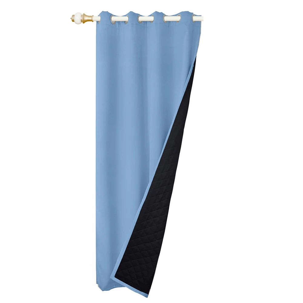Quilted 100% Blackout Curtains for Living Room Heavy Duty Window Drapes Bedroom Winter Thick Thermal Curtains Eyelets Ready Made - Slobuy