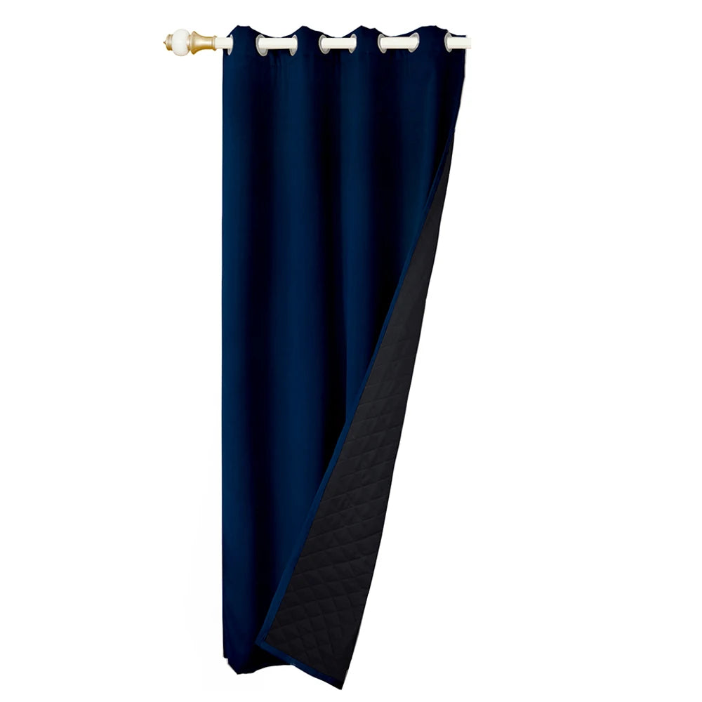 Quilted 100% Blackout Curtains for Living Room Heavy Duty Window Drapes Bedroom Winter Thick Thermal Curtains Eyelets Ready Made - Slobuy