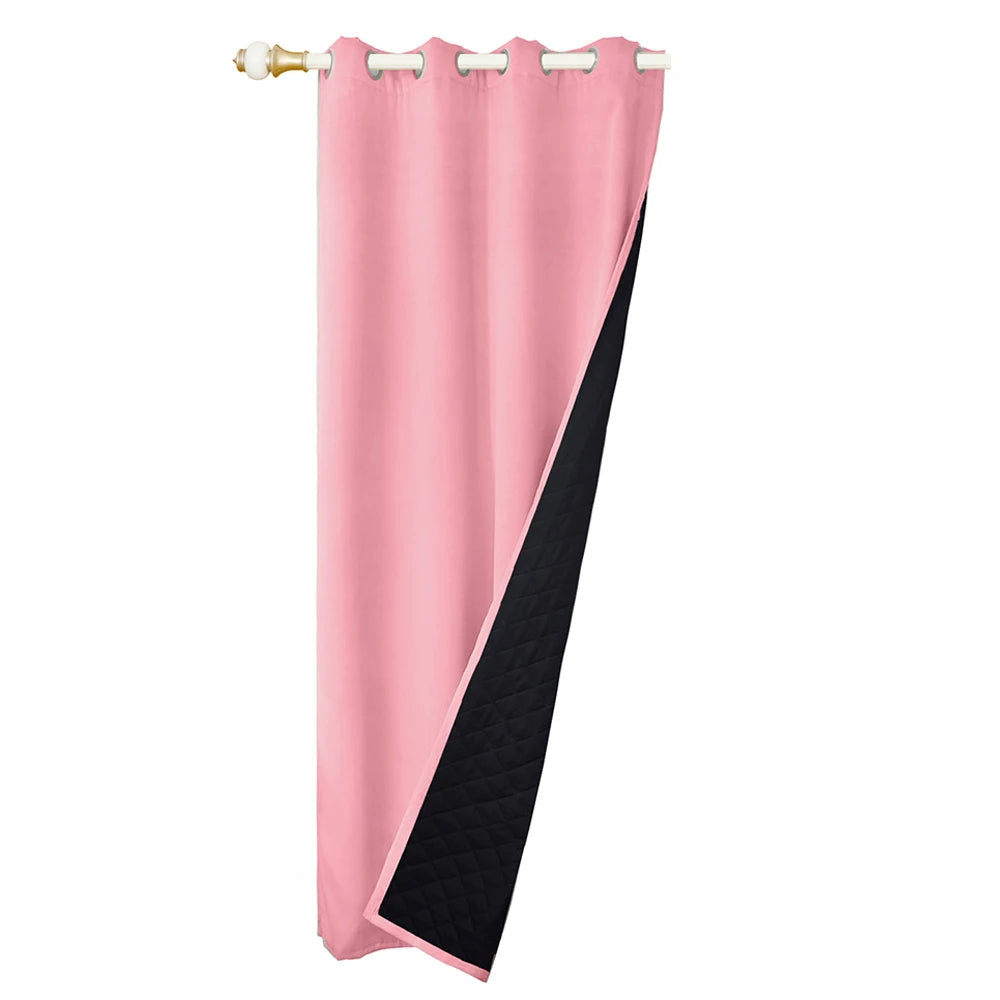 Quilted 100% Blackout Curtains for Living Room Heavy Duty Window Drapes Bedroom Winter Thick Thermal Curtains Eyelets Ready Made - Slobuy