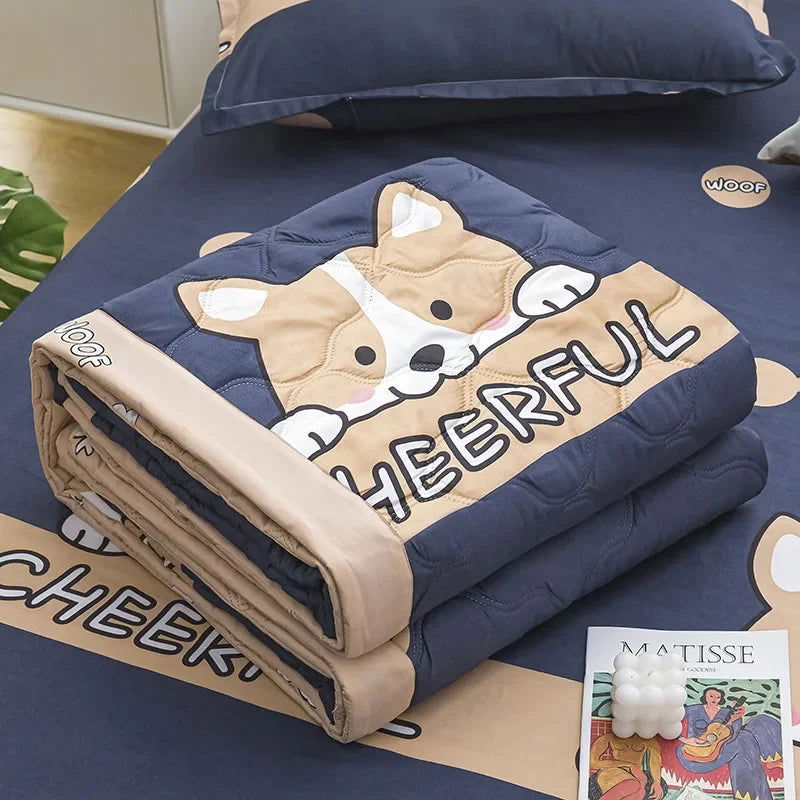 Quilting Spring Summer Quilt Soft Breathable Mechanical Wash Quilted Comforter Single Double Bed Quilts Children Adults Blanket - Slobuy