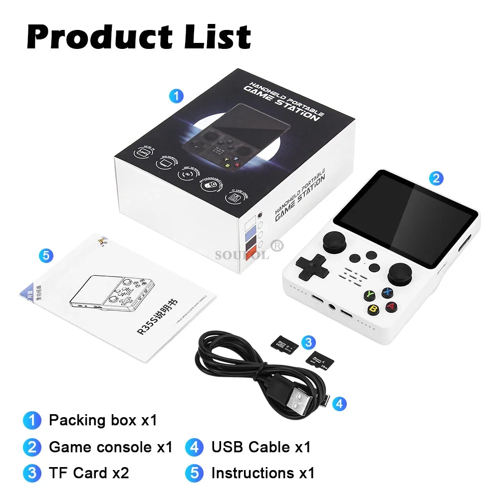 R35S Retro Handheld Video Game Console 3.5Inch IPS Screen Mini Portable Game Player 15000+ Games Classic Gaming Emulator Gift - Slobuy