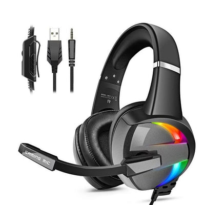 RGB Gaming Headset with Noise Canceling Microphone Surround Sound LED Headphones for PS5 PS4 Xbox One PC Laptop Mac Computer PC - Slobuy