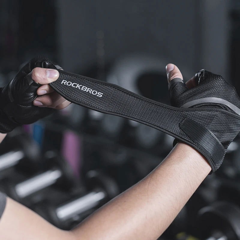 ROCKBORS Gym Anti-Slip Weight Lifting Fitness Gloves Half Finger Fitness Sports Protective Gloves Body Building Male Hand Mitten - Slobuy