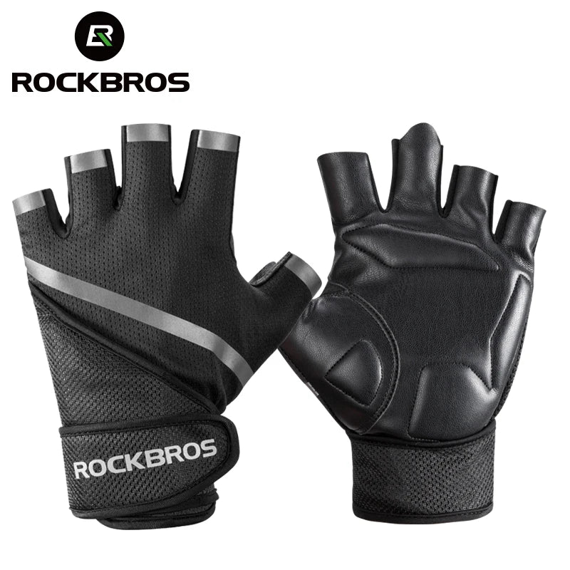 ROCKBORS Gym Anti-Slip Weight Lifting Fitness Gloves Half Finger Fitness Sports Protective Gloves Body Building Male Hand Mitten - Slobuy