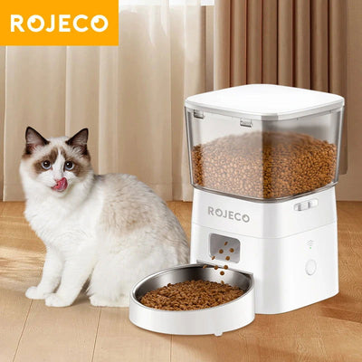 ROJECO 2L Automatic WIFI Cat Feeder Smart Pet Food Dispenser For Dry Food Dogs Kibble Dispenser With Remote Control Accessories - Slobuy