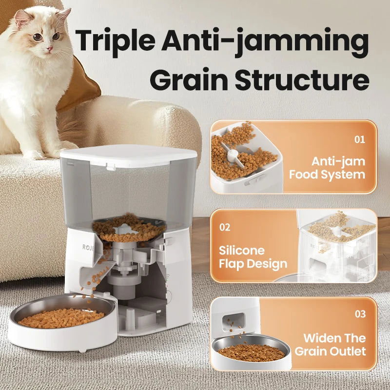 ROJECO 2L Automatic WIFI Cat Feeder Smart Pet Food Dispenser For Dry Food Dogs Kibble Dispenser With Remote Control Accessories - Slobuy