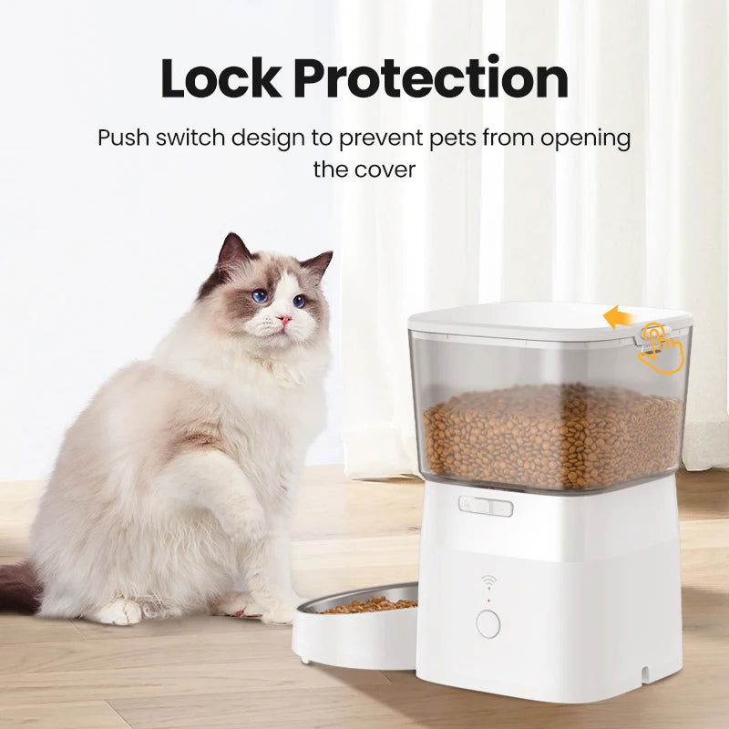 ROJECO 2L Automatic WIFI Cat Feeder Smart Pet Food Dispenser For Dry Food Dogs Kibble Dispenser With Remote Control Accessories - Slobuy