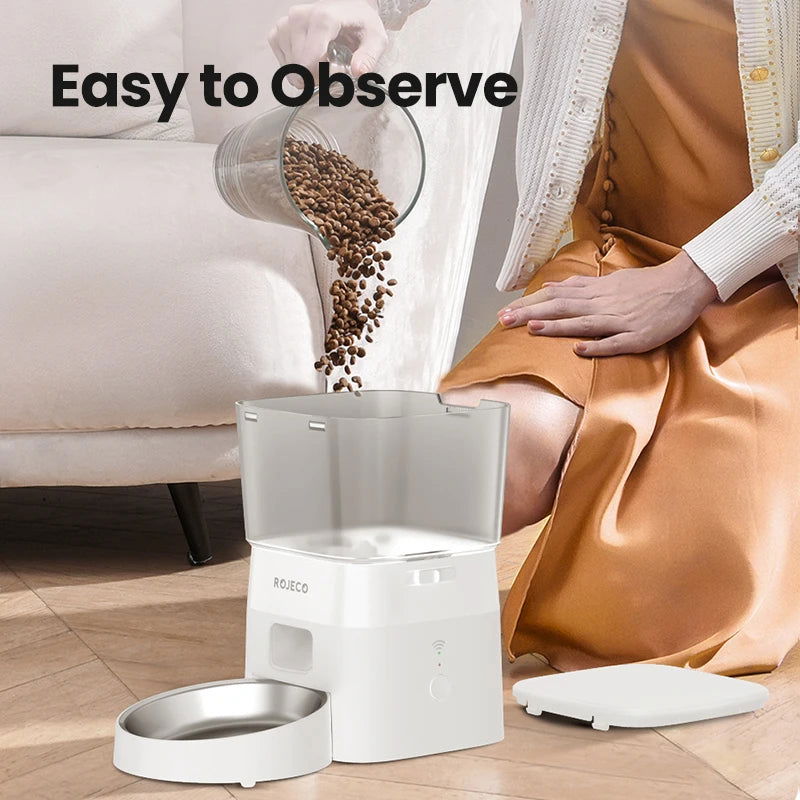 ROJECO 2L Automatic WIFI Cat Feeder Smart Pet Food Dispenser For Dry Food Dogs Kibble Dispenser With Remote Control Accessories - Slobuy