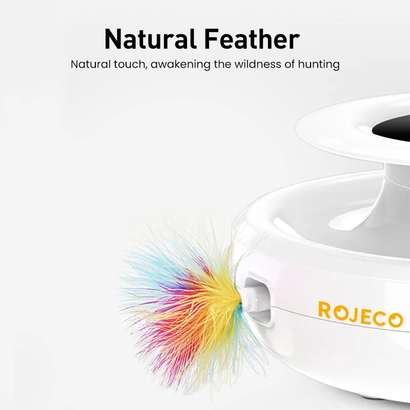 ROJECO 2 in 1 Smart Cat Toys Automatic Feather Fun Ball Toy Set For Cat Dog 5 Modes Electronic Interactive Pet Toy Accessories - Slobuy