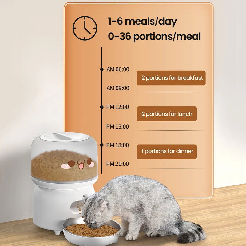 ROJECO 3L Automatic Pet Feeder Smart Cat Food Dispenser WiFi Button Version Cute Auto Dog Feeder For Cats Remote Control Feeding - Slobuy