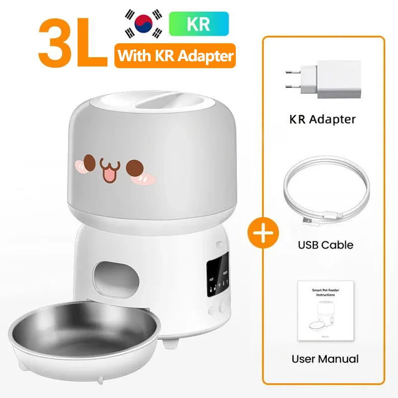 ROJECO 3L Automatic Pet Feeder Smart Cat Food Dispenser WiFi Button Version Cute Auto Dog Feeder For Cats Remote Control Feeding - Slobuy
