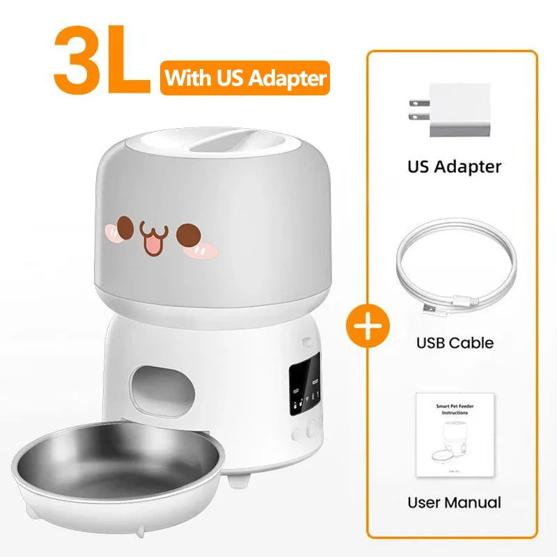 ROJECO 3L Automatic Pet Feeder Smart Cat Food Dispenser WiFi Button Version Cute Auto Dog Feeder For Cats Remote Control Feeding - Slobuy