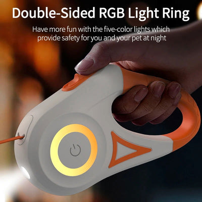ROJECO 5M Automatic Retractable Dog Leash LED Luminous Leading Fashion Light Straps For Dog Puppy Pet Flexi Walking Running Lead - Slobuy