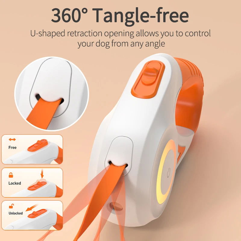 ROJECO 5M Automatic Retractable Dog Leash LED Luminous Leading Fashion Light Straps For Dog Puppy Pet Flexi Walking Running Lead - Slobuy