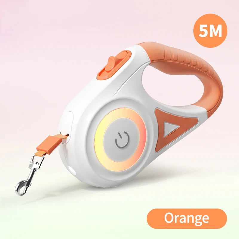 ROJECO 5M Automatic Retractable Dog Leash LED Luminous Leading Fashion Light Straps For Dog Puppy Pet Flexi Walking Running Lead - Slobuy