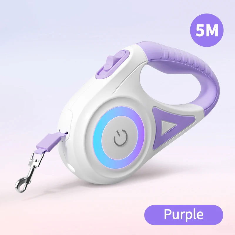 ROJECO 5M Automatic Retractable Dog Leash LED Luminous Leading Fashion Light Straps For Dog Puppy Pet Flexi Walking Running Lead - Slobuy