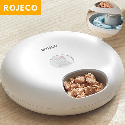 ROJECO 6 Meals Automatic Pet Feeder Smart Cat Food Dispenser For Wet & Dry Food Kibble Dispenser Accessories Auto Feeder For Cat - Slobuy