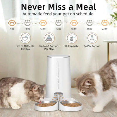 ROJECO Automatic Cat Feeder Pet Smart Cat Food Kibble Dispenser Remote Control Auto WiFi Double Feeder For Cats Dog Accessories - Slobuy