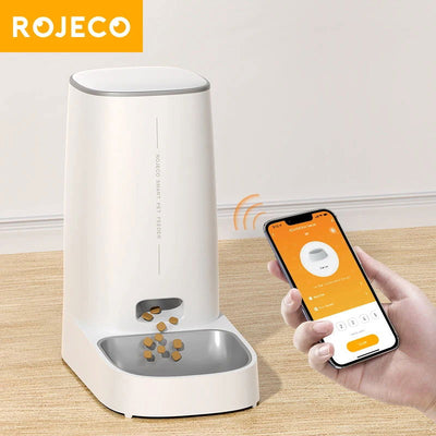 ROJECO Automatic Cat Feeder Pet Smart WiFi Cat Food Kibble Dispenser Remote Control Auto Feeder For Cat Dog Dry Food Accessories - Slobuy