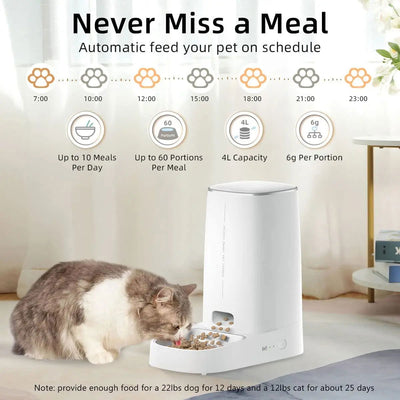 ROJECO Automatic Cat Feeder Pet Smart WiFi Cat Food Kibble Dispenser Remote Control Auto Feeder For Cat Dog Dry Food Accessories - Slobuy