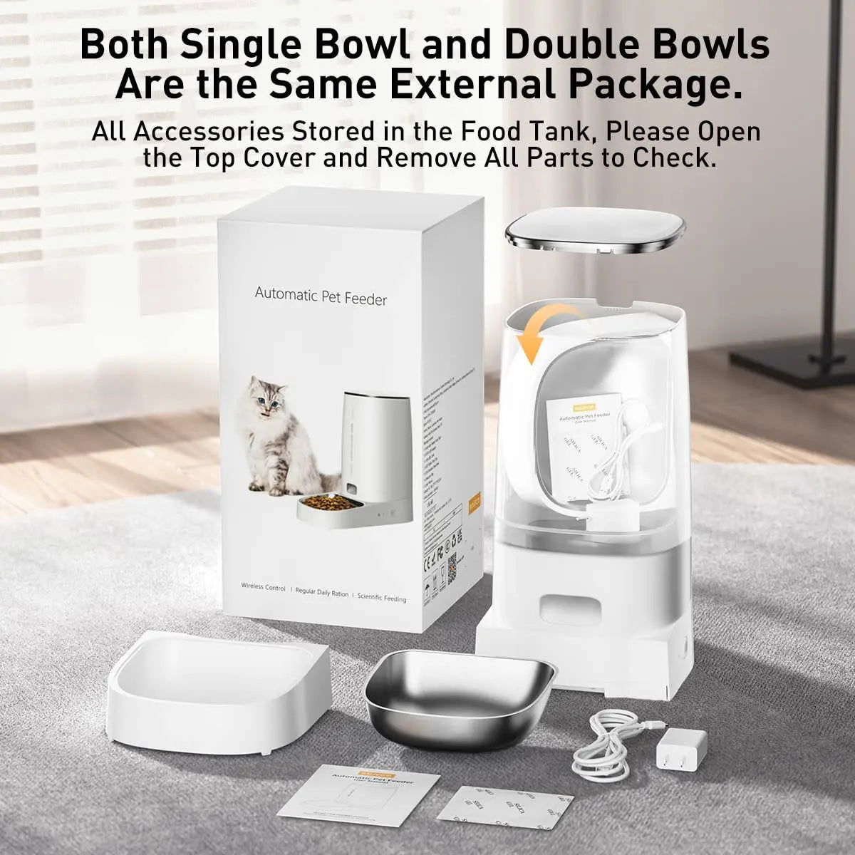 ROJECO Automatic Cat Feeder Pet Smart WiFi Cat Food Kibble Dispenser Remote Control Auto Feeder For Cat Dog Dry Food Accessories - Slobuy
