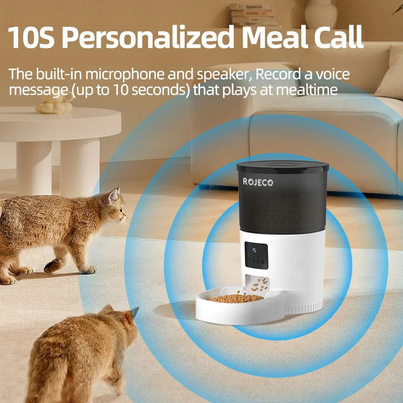ROJECO Automatic Cat Feeder With Camera Video Cat Food Dispenser Pet Smart Voice Recorder Remote Control Auto Feeder For Cat Dog - Slobuy