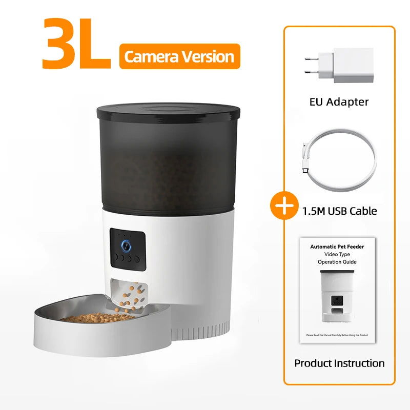 ROJECO Automatic Cat Feeder With Camera Video Cat Food Dispenser Pet Smart Voice Recorder Remote Control Auto Feeder For Cat Dog - Slobuy