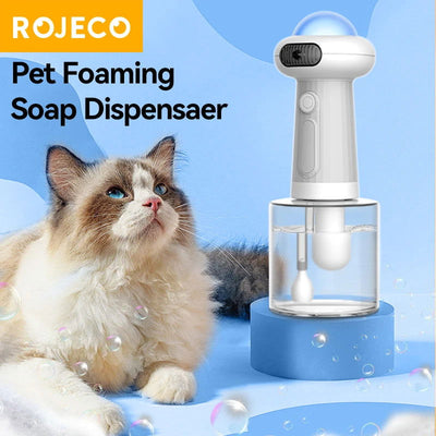 ROJECO Automatic Cat Foaming Machine for Pet Dog Auto Soap Dispenser USB Rechargeable Pet Cleaning Foam Sprayer Cat Accessories - Slobuy
