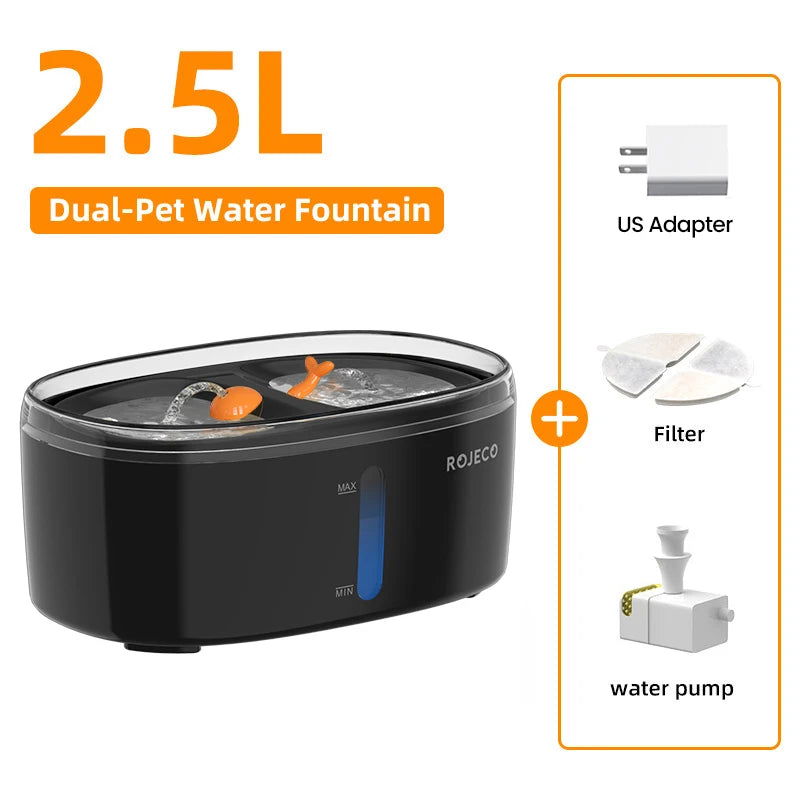 ROJECO Cat Automatic Water Fountain Smart Pet Water Dispenser for Dual-Cats Dog Auto Drinking Fountain Pet Drinker Accessories - Slobuy