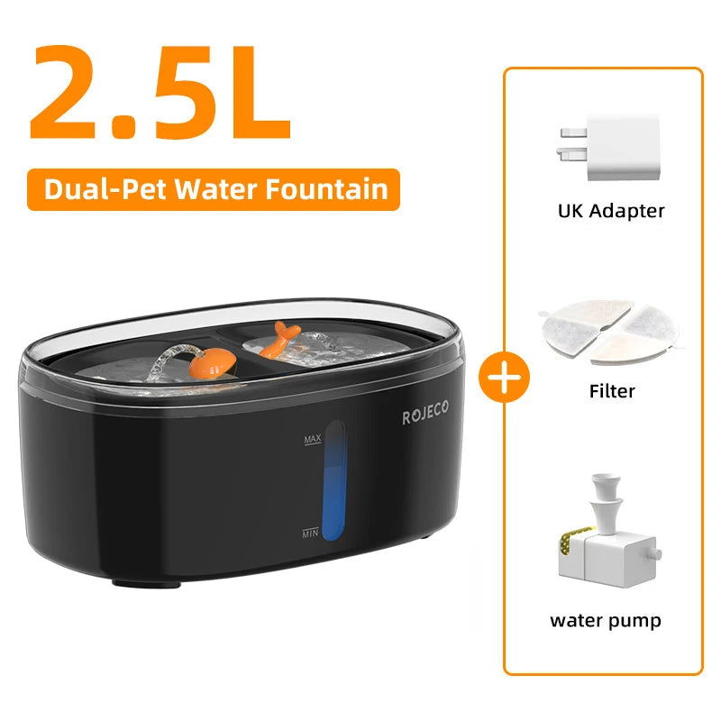 ROJECO Cat Automatic Water Fountain Smart Pet Water Dispenser for Dual-Cats Dog Auto Drinking Fountain Pet Drinker Accessories - Slobuy