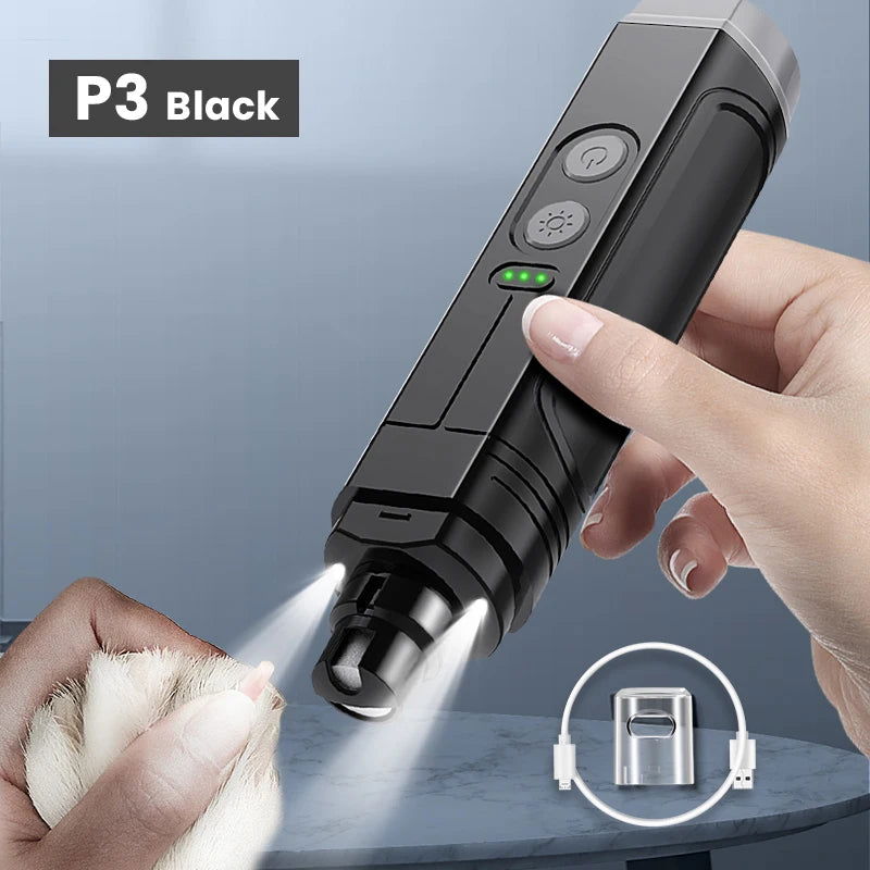 ROJECO P3 Electric Pet Nail Grinder Professional Dog Nail Clippers + 2 LED Light Rechargeable Cat Claw Nail Grooming Accessories - Slobuy
