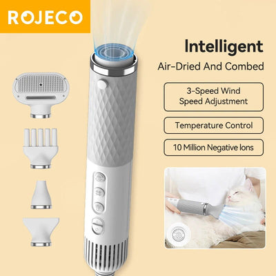 ROJECO Portable 2 in 1 Pet Hair Dryer for Cat Dog Grooming Comb Brush with Electric Spray Water Steam Mute Pet Hair Water Blower - Slobuy