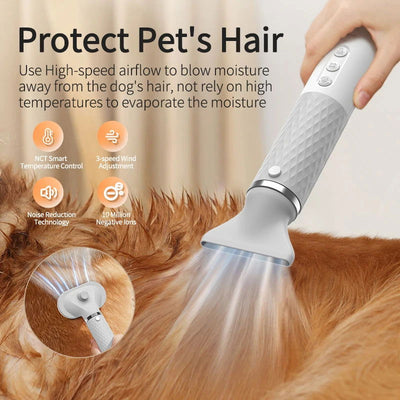ROJECO Portable 2 in 1 Pet Hair Dryer for Cat Dog Grooming Comb Brush with Electric Spray Water Steam Mute Pet Hair Water Blower - Slobuy