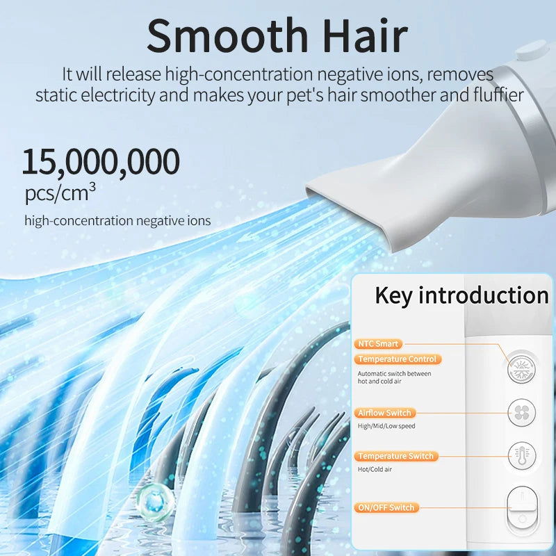 ROJECO Portable 2 in 1 Pet Hair Dryer for Cat Dog Grooming Comb Brush with Electric Spray Water Steam Mute Pet Hair Water Blower - Slobuy