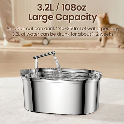 ROJECO Stainless Steel Cat Water Fountain Automatic Cat Drinker Drinking Fountain For Cats Dogs Pet Water Dispenser Accessories - Slobuy