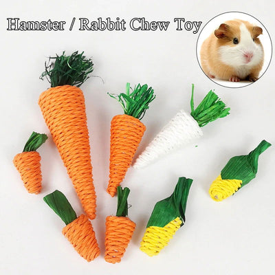 Rabbit Chew Toy Tooth Cleaning Bite Grind Teeth Toy Corn Carrot Woven Balls Small Animal Accessories Rabbit Pet Supplies - Slobuy