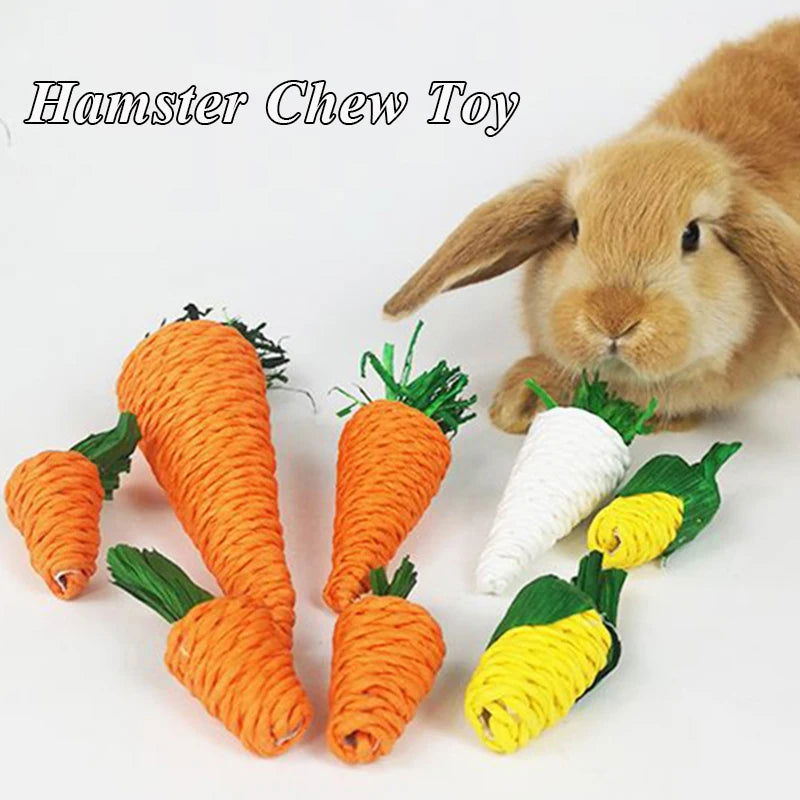 Rabbit Chew Toy Tooth Cleaning Bite Grind Teeth Toy Corn Carrot Woven Balls Small Animal Accessories Rabbit Pet Supplies - Slobuy