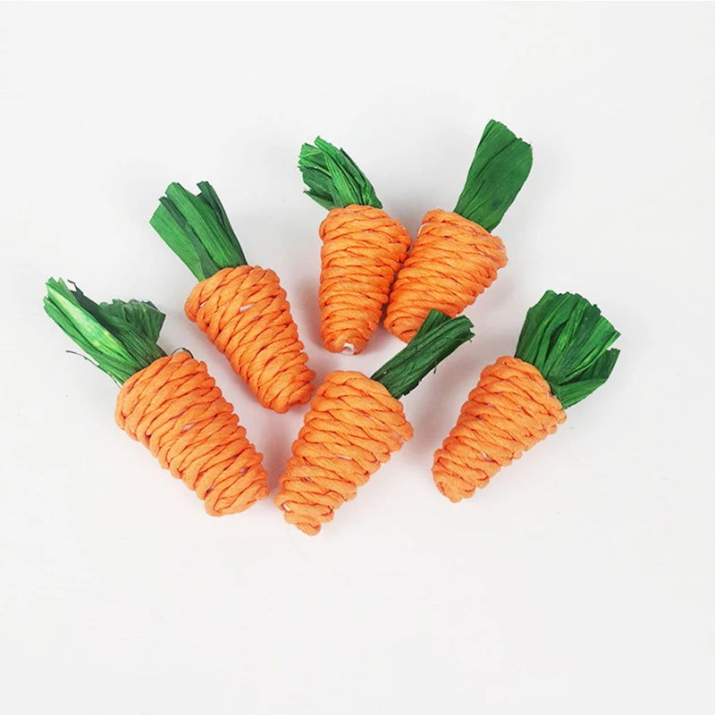 Rabbit Chew Toy Tooth Cleaning Bite Grind Teeth Toy Corn Carrot Woven Balls Small Animal Accessories Rabbit Pet Supplies - Slobuy