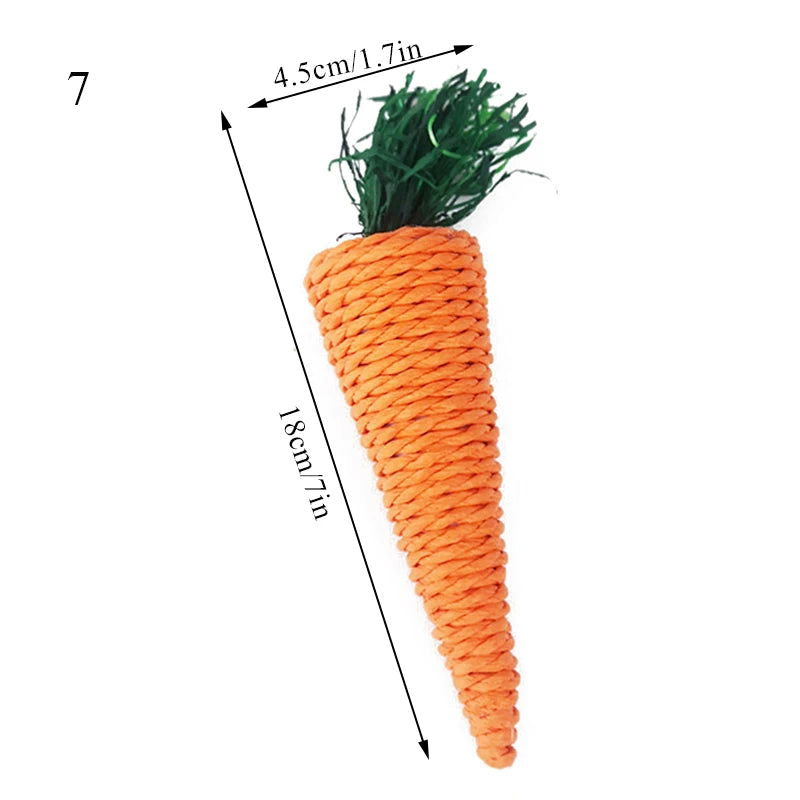 Rabbit Chew Toy Tooth Cleaning Bite Grind Teeth Toy Corn Carrot Woven Balls Small Animal Accessories Rabbit Pet Supplies - Slobuy