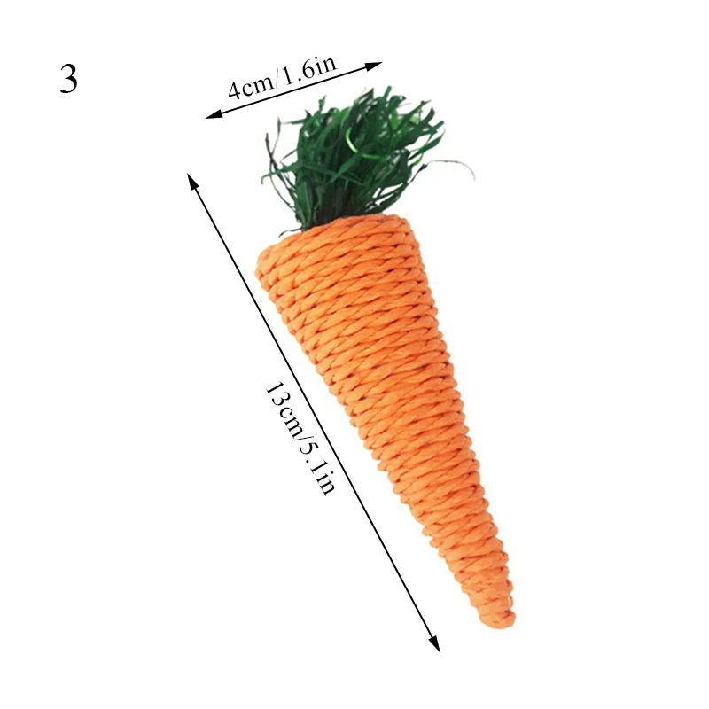 Rabbit Chew Toy Tooth Cleaning Bite Grind Teeth Toy Corn Carrot Woven Balls Small Animal Accessories Rabbit Pet Supplies - Slobuy