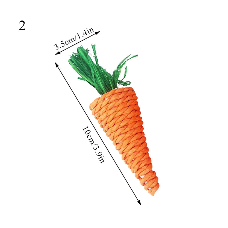 Rabbit Chew Toy Tooth Cleaning Bite Grind Teeth Toy Corn Carrot Woven Balls Small Animal Accessories Rabbit Pet Supplies - Slobuy