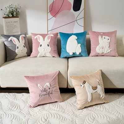 Rabbit Decorative Pillowcase Cute Soft Pillows For Sofa Bed Living Room  Home Decoration Housse De Coussin Luxury Cushion Cover - Slobuy