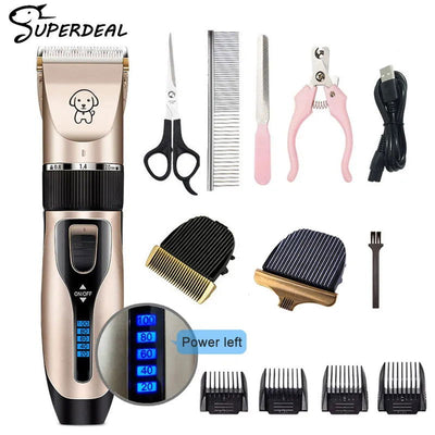 Dog Clipper Dog Hair Clippers Grooming (Pet/Cat/Dog/Rabbit) Haircut Trimmer Shaver Set Pets Cordless Rechargeable Professional - Slobuy
