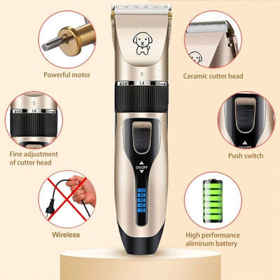 Dog Clipper Dog Hair Clippers Grooming (Pet/Cat/Dog/Rabbit) Haircut Trimmer Shaver Set Pets Cordless Rechargeable Professional - Slobuy
