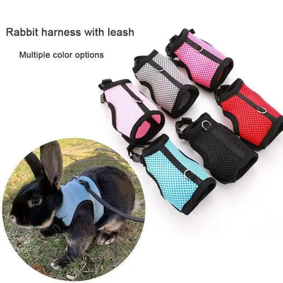 Rabbit Harness and Leash Set Bunny Pet Accessories Vest Harnesses Rabbit Leashes for Outdoor Walking Pets Supplies - Slobuy