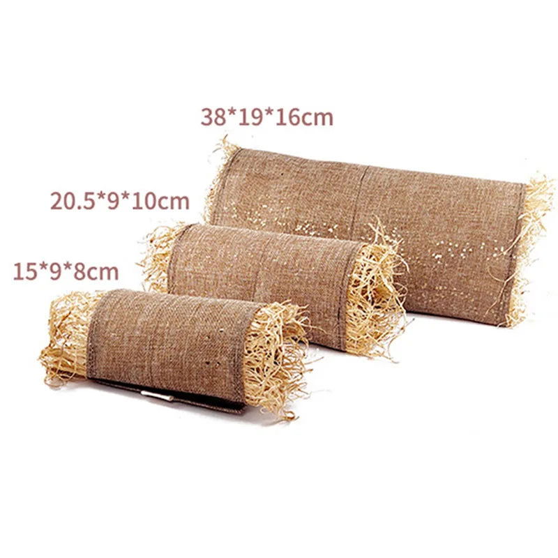 Rabbit Hideaway Toy Grass Straw Bunny Tunnel Hamster Accessories for Guineapig Chinchilla Ferret Rats Rodent Cage - Slobuy