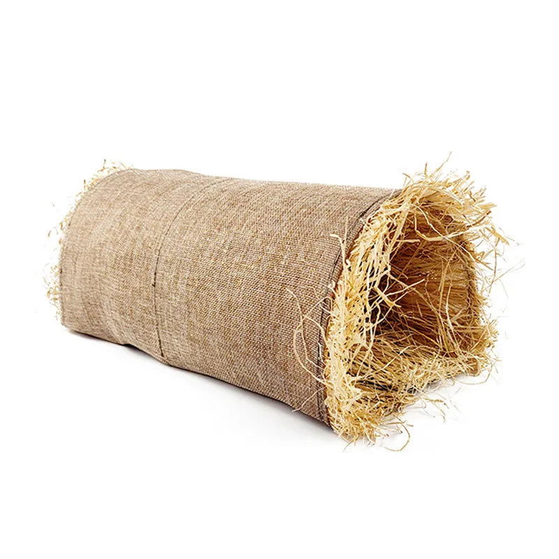 Rabbit Hideaway Toy Grass Straw Bunny Tunnel Hamster Accessories for Guineapig Chinchilla Ferret Rats Rodent Cage - Slobuy