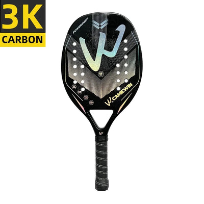 Racket Beach Tennis Camewin 3K Holographic Full Carbon Fiber Frame Feminino Masculina Kit Rude Surface Treatment Beginner - Slobuy