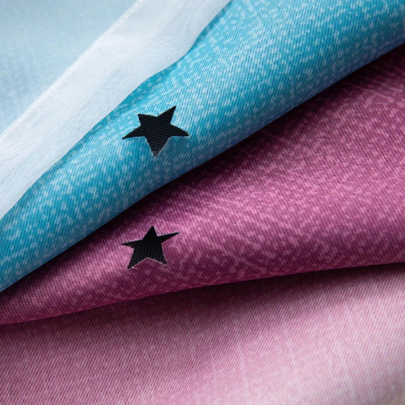 Rainbow Hollow-Out Star Blackout Curtains for Girl Kid Nursery Bedroom and Living Room Double Layer Window Cute Grommet Curtains - Slobuy